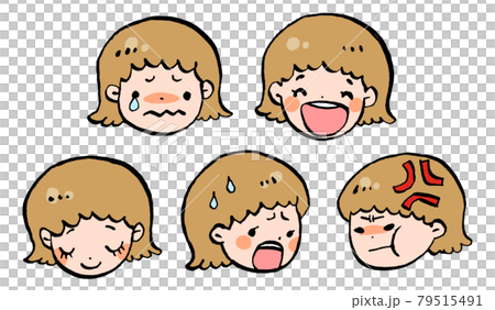女の子の表情イラストセットのイラスト素材