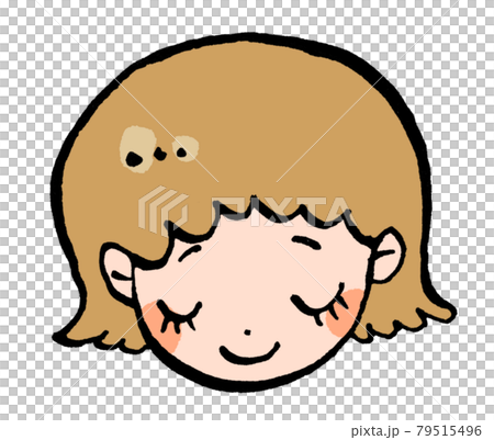 一個閉著眼睛微笑的女孩的插圖 79515496