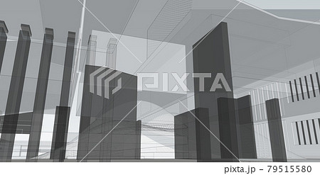 Abstract architectral drawing sketch,Illustration 79515580