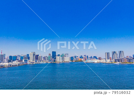 【東京の都市風景】レインボーブリッジからの東京都市眺望 79516032