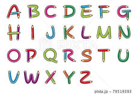 ポップな色えんぴつ文字 Abc アウトラインのイラスト素材