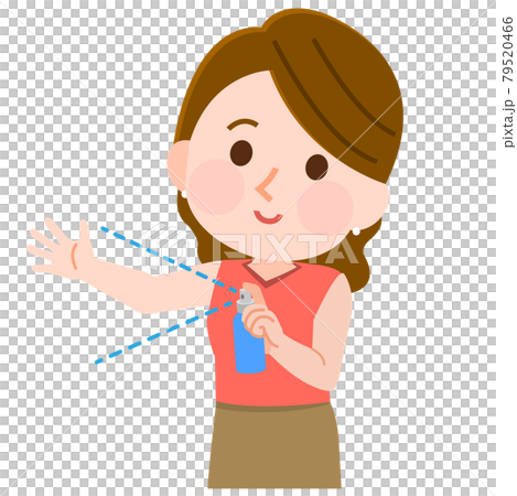 スプレーを腕にかける若い女性 イラストのイラスト素材