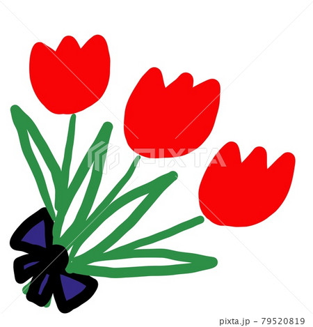 花束 チューリップ 絵本風のイラスト素材