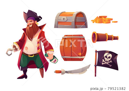 Vector set icons of pirate and ship equipment 79521382