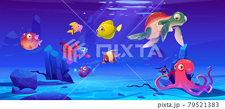 Underwater landscape with sea life animals 79521383