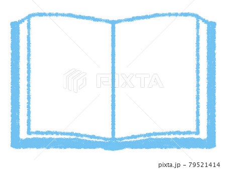 見開きの本の手描きイラスト_青色のイラスト素材 [79521414] - PIXTA