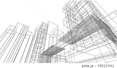 Abstract architectural drawing sketch,Illustration 79521541