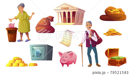 Saving money cartoon icon, piggy bank safe deposit 79521583