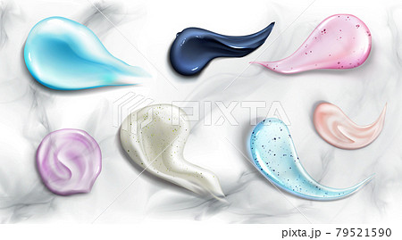 Cosmetic cream and scrub smear realistic set 79521590