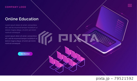 Online education or training isometric concept 79521592