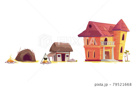 Evolution of house architecture, cartoon concept 79521668