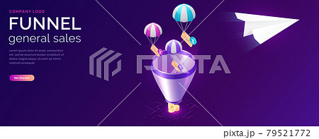 Sale funnel and email message service, isometric Sale funnel and email message service, isometric 79521772
