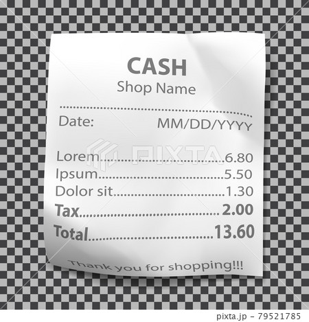 Realistic shop receipt, paper payment bill 79521785