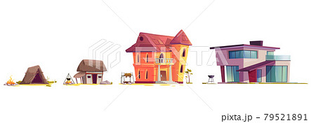 Evolution of house architecture, cartoon concept 79521891