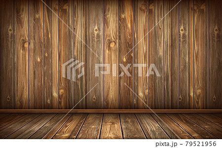 Wooden wall and floor with aged surface, realistic 79521956