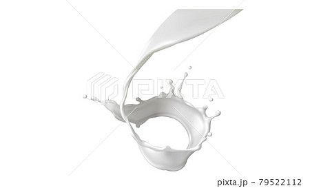 Milk splash, pouring or swirl with realistic drops 79522112