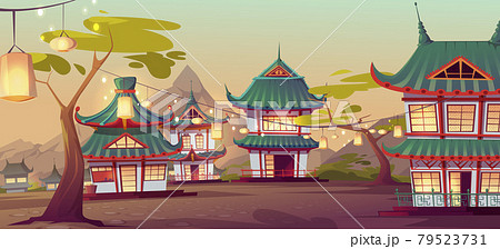 Chinese village street with old typical houses 79523731