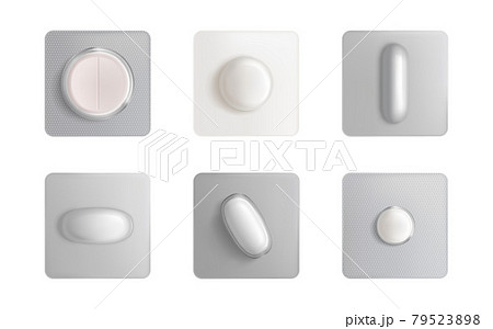 Pills blister pack, medicine tablets and capsules 79523898