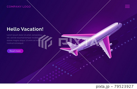 Hello, vacation, travel concept plane taking off Hello, vacation, travel concept plane taking off 79523927