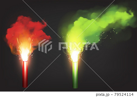 Burn red and green flare, emergency signal light 79524114