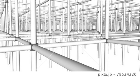 Building sketch architectural 3d illustration, Architecture building perspective lines 79524220