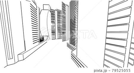 Building sketch architectural 3d illustration, Architecture building perspective lines 79525055
