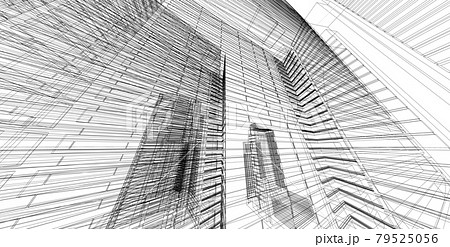Building sketch architectural 3d illustration, Architecture building perspective lines 79525056