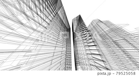 Building sketch architectural 3d illustration, Architecture building perspective lines 79525058