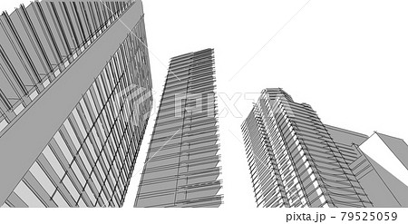 Building sketch architectural 3d illustration, Architecture building perspective lines 79525059