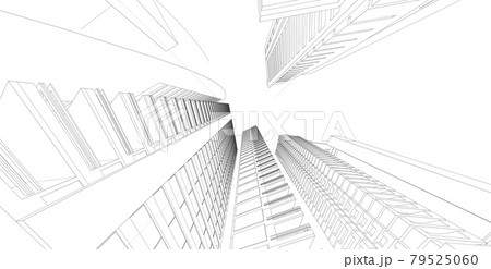 Building sketch architectural 3d illustration, Architecture building perspective lines 79525060