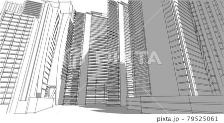 Building sketch architectural 3d illustration, Architecture building perspective lines 79525061