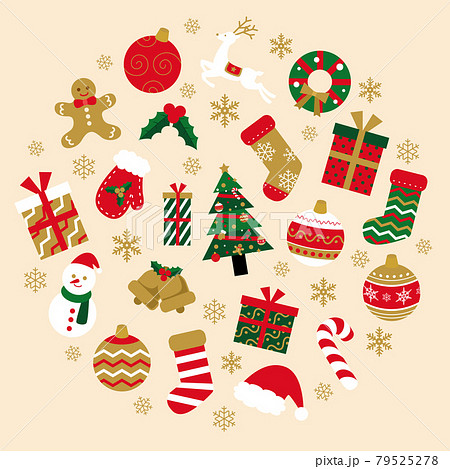 クリスマスのアイコンのベクターイラストセット(シームレス) 79525278