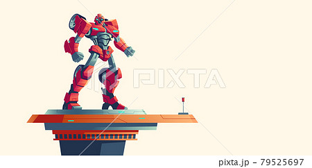 Red robot transformer alien invader on spaceship 79525697