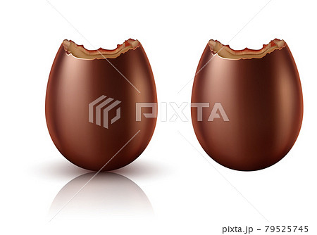 Chocolate egg whole and bitten realistic vector 79525745