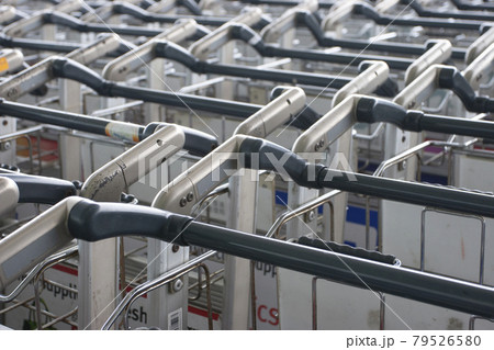 25 March 2006 Trolly cart in row in Airport baggage carry at hk 79526580