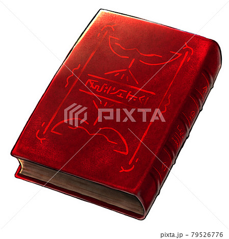 赤い革装丁の本のイラスト素材