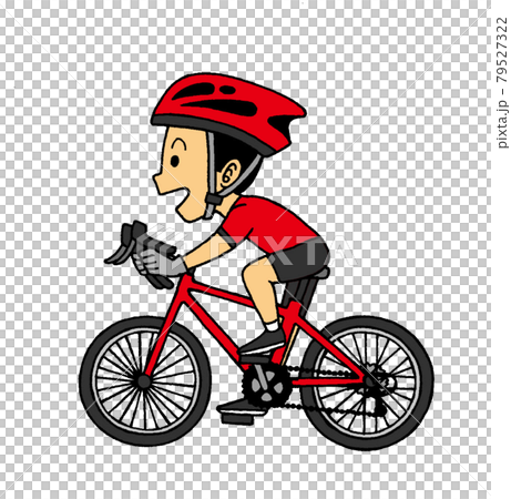 サイクリングをする男性のイラストのイラスト素材