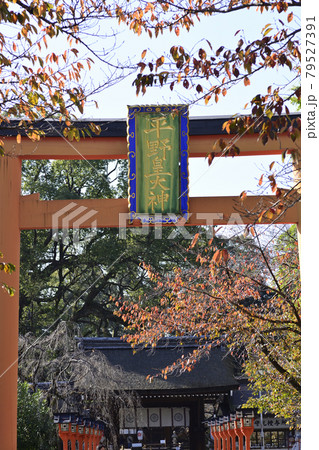 平野神社　東大鳥居と扁額 79527391