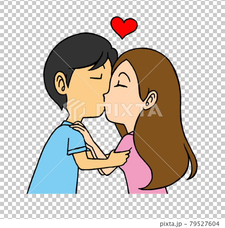 キスをする男女のイラストのイラスト素材