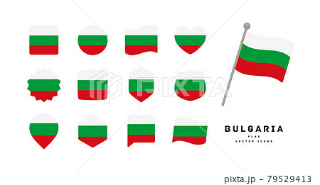 ブルガリアの国旗 色々な形のアイコンセット ベクターイラスト