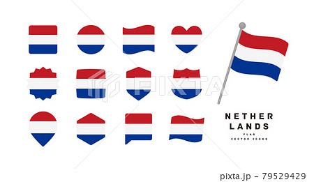 オランダの国旗 色々な形のアイコンセット ベクターイラストのイラスト素材