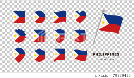 フィリピンの国旗 色々な形のアイコンセット ベクターイラスト 79529433
