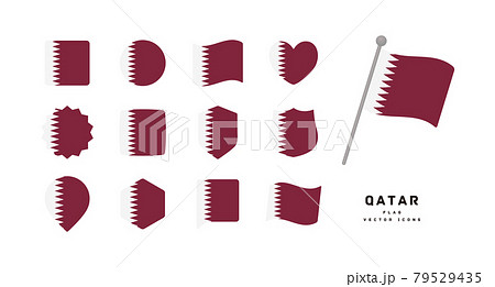 カタールの国旗 色々な形のアイコンセット ベクターイラスト