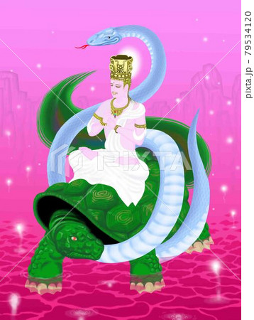 玄武に乗って血の池に落ちた魂を浄化する大日如来 79534120
