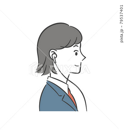 イヤホンをつけた女子学生 横顔のイラスト素材