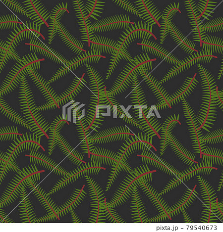 Simple minimal green fern leaves tropical seamless pattern. Dark background. 79540673