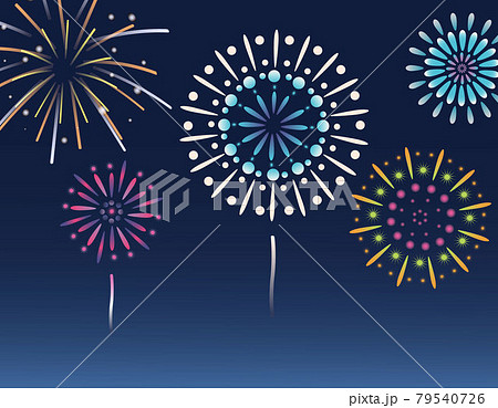 夜空に咲く大輪の花火　日本 79540726