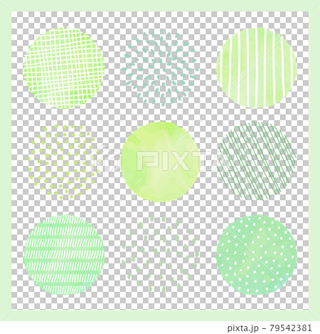 緑の手描き円 セット (水彩風ベクター) 79542381