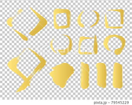 Gold brush writing, Japanese style frame set, square, round, gold Gold brush writing, Japanese style frame set, square, round, gold 79545229