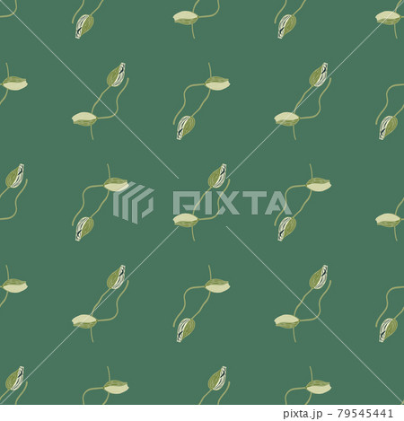 Blossom seamless pattern with spring seasonal poppy bud shapes. Flowers backdrop in pastel green colors. Blossom seamless pattern with spring seasonal poppy bud shapes. Flowers backdrop in pastel green colors. 79545441
